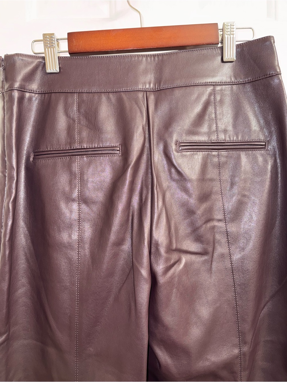 Ann Taylor Faux Leather Straight-Leg Cropped Pants in Dark Brown - Picture 8 of 13